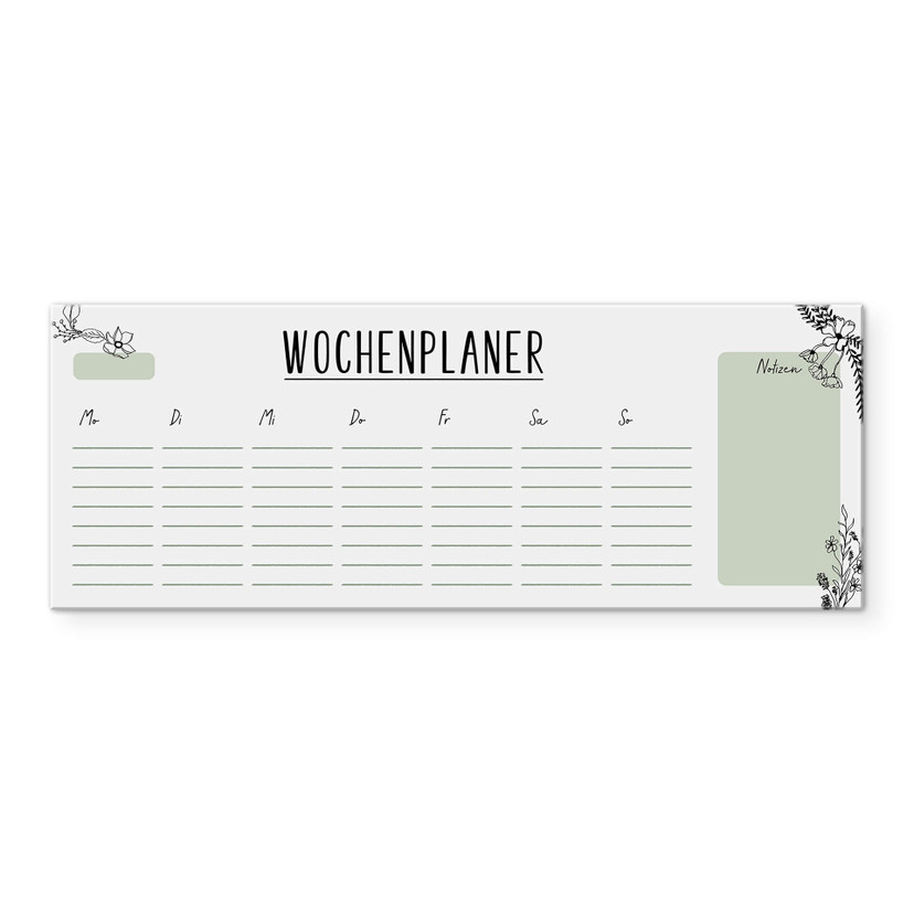 Memoboard Glas/Acryl Wochenplaner Pastellgrün - transparent