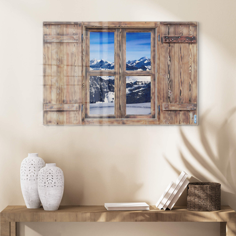 Trompe L'oeil op glas - Alpenpanorama