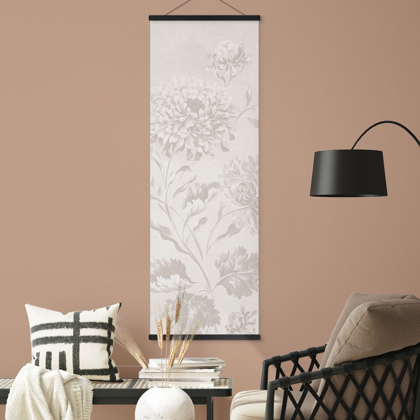 Stampe su tessuto Fiori di campo in grigio gesso - Bloomery Decor - Panorama