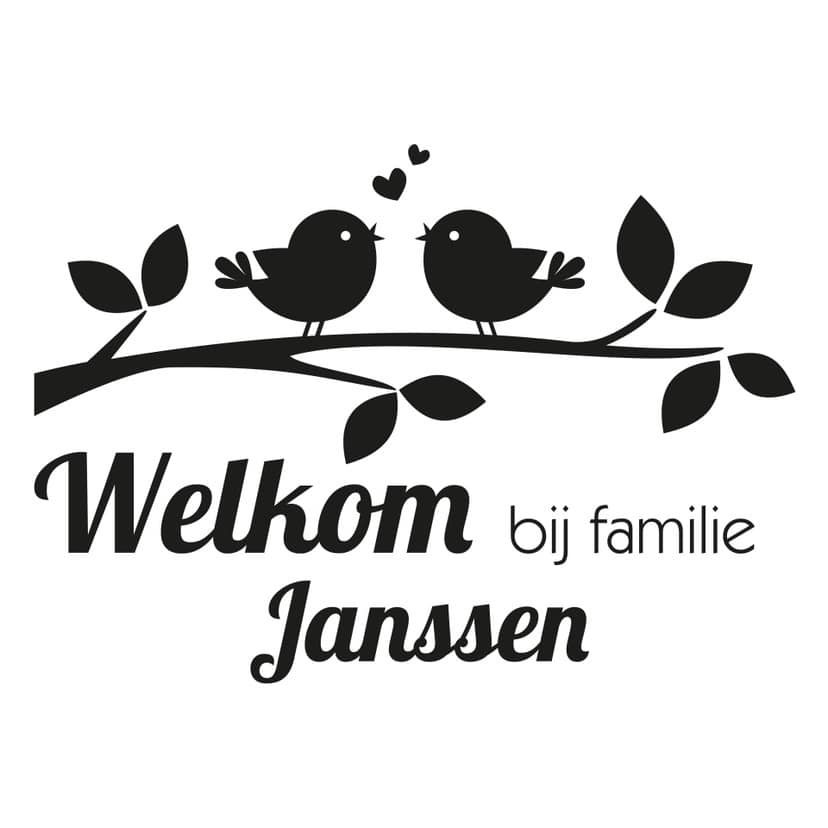 Muursticker + Naam Welkom bij familie