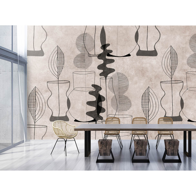 Fotomural Paredes de Patel 3 Pablo`S Habitación 1 beige, gris, negro