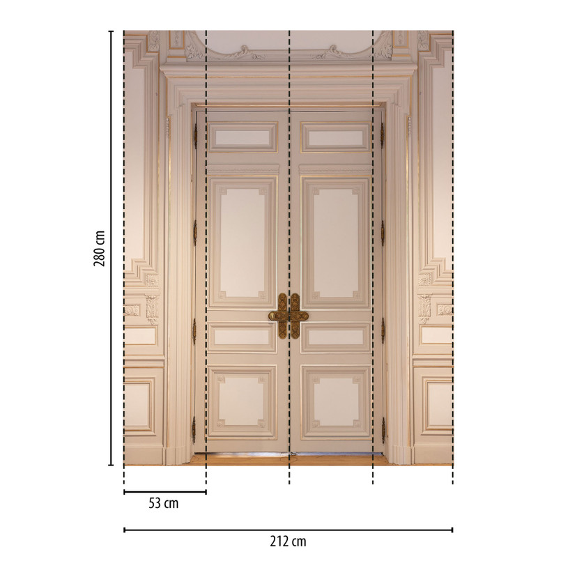 Papier peint double porte baroque beige - papier peint porte classique avec ornement - Papier peint