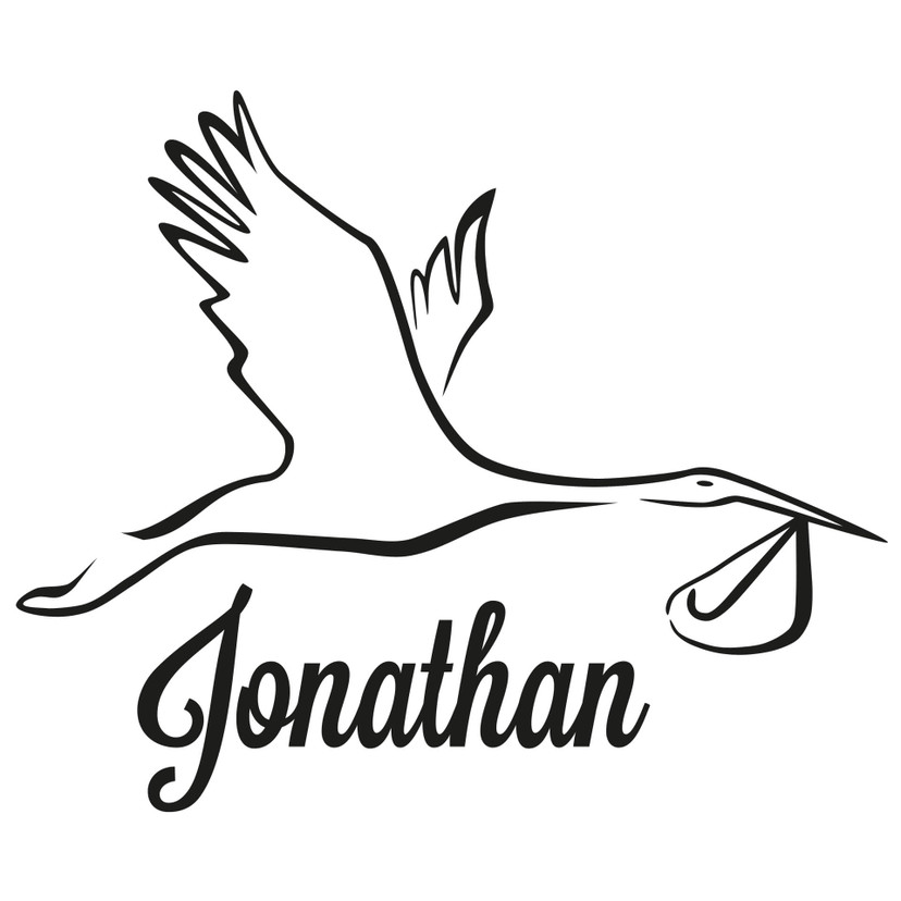 Wallsticker Stork + Navn