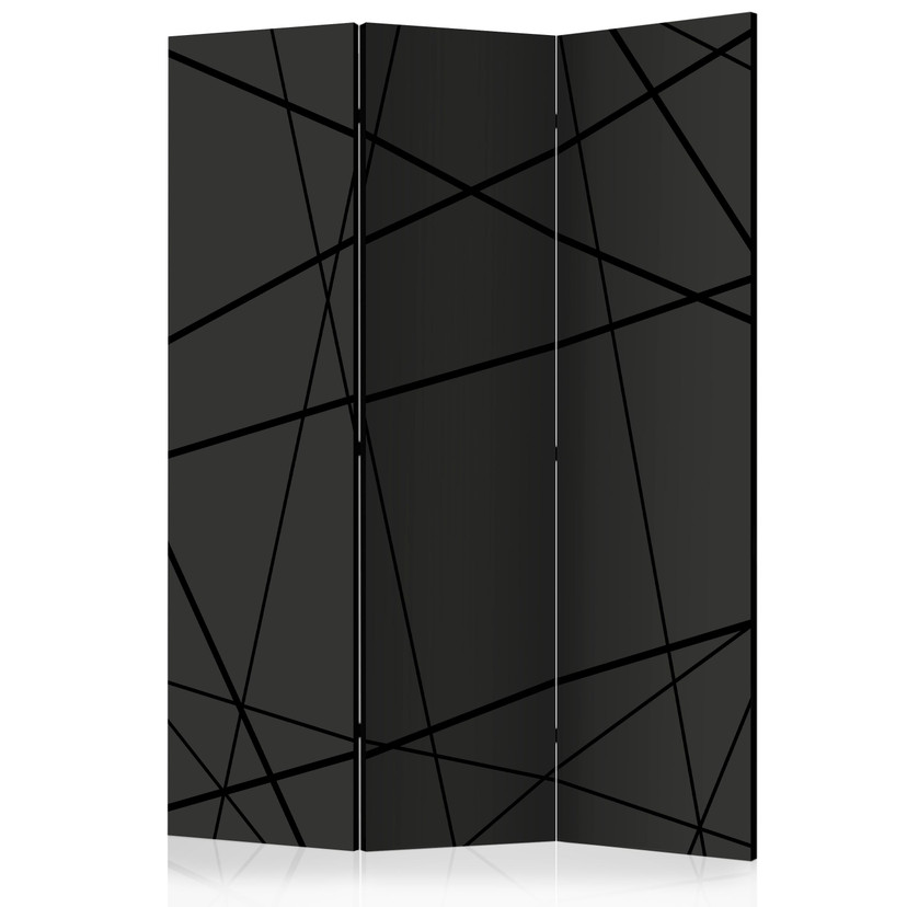Screen room divider - Mørkt edderkoppespind, 3-delt