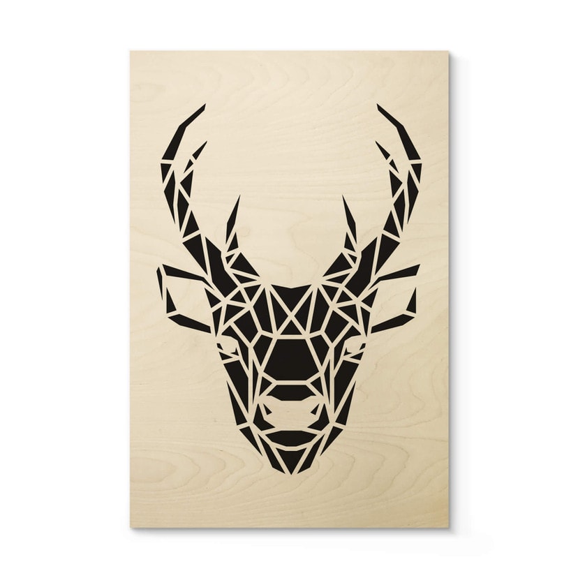 Tableau sur bois Origami Tête de cerf