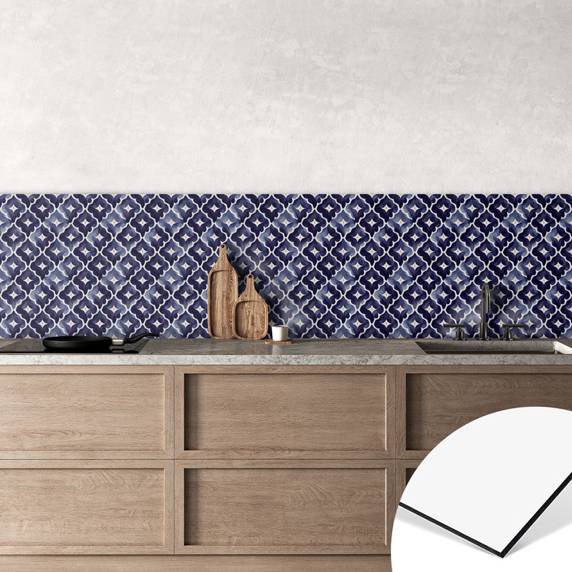 Rivestimento cucina Fiori ad acquerello blu - Treechild