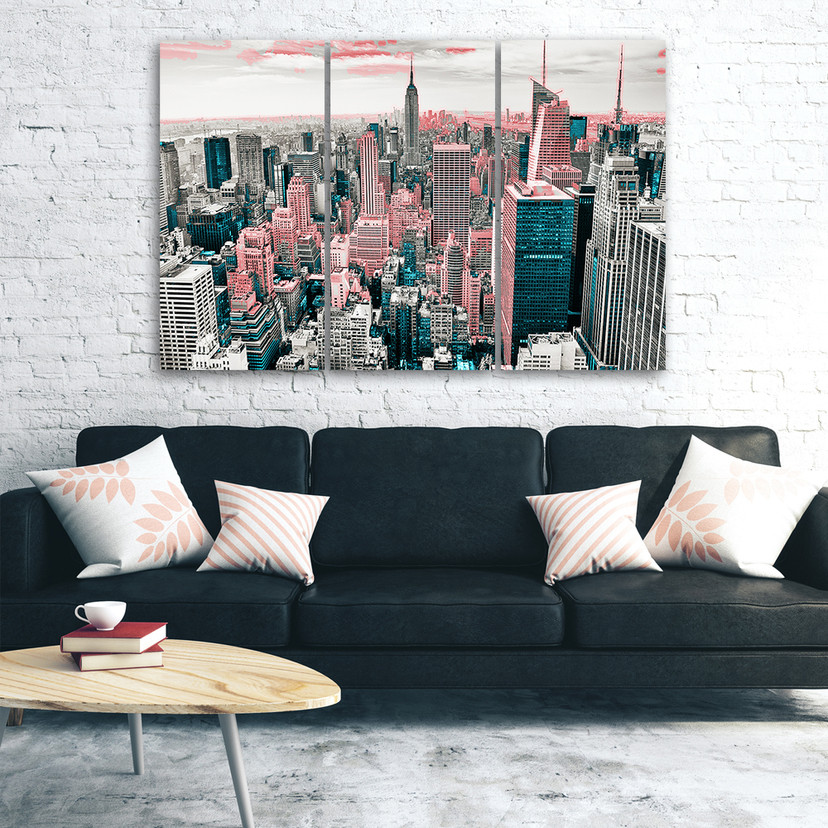 3 stykke lærredstryk, New York City Skyline USA
