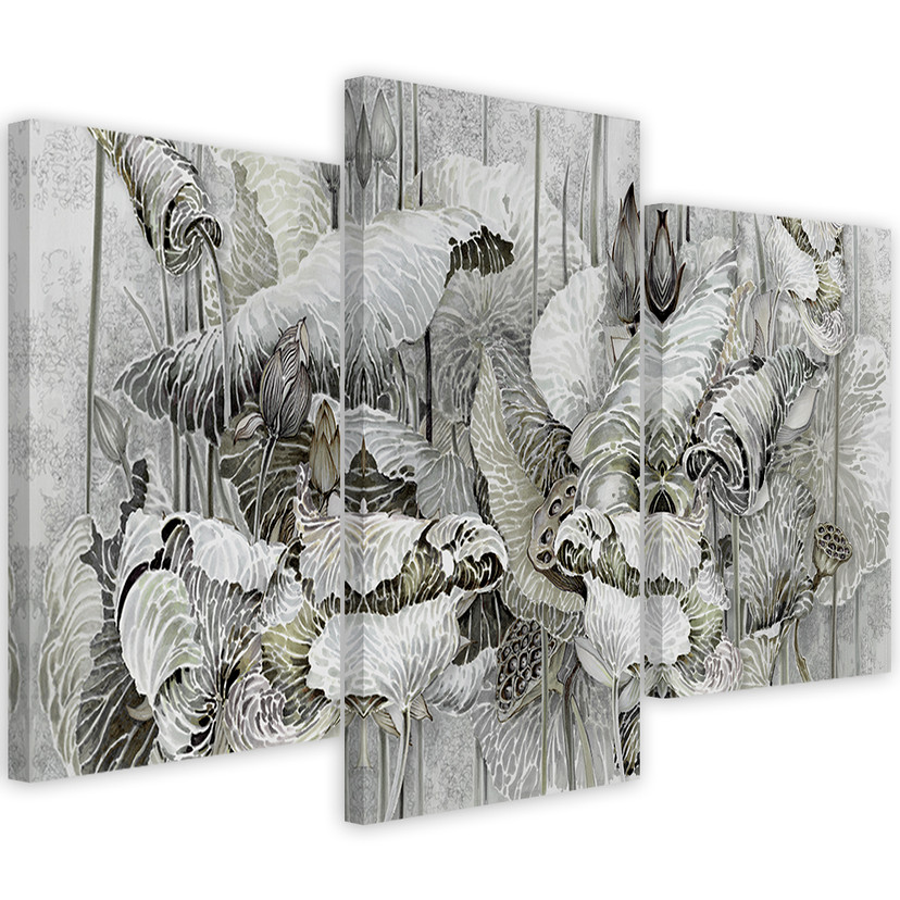 3 stykke lærredstryk, Saint Lotus-blomster