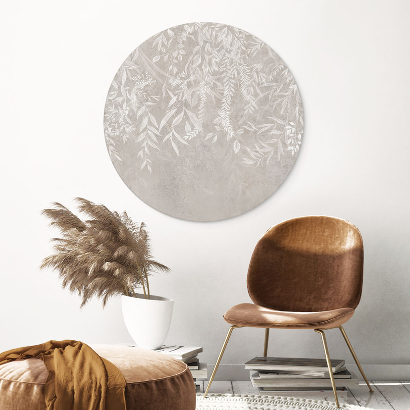 Wanddecoratie Elegante wilgentakken in beige - Ms Tiff - Alu-Dibond Rond