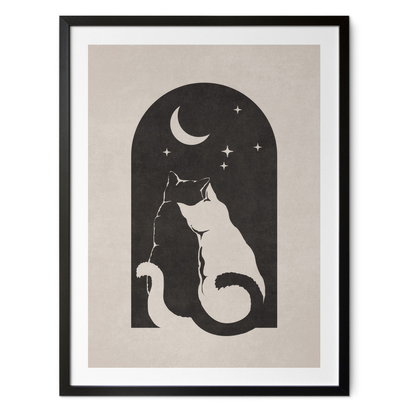 Tier-Poster Zwei Katzen im Mondschein - Tunaboylu