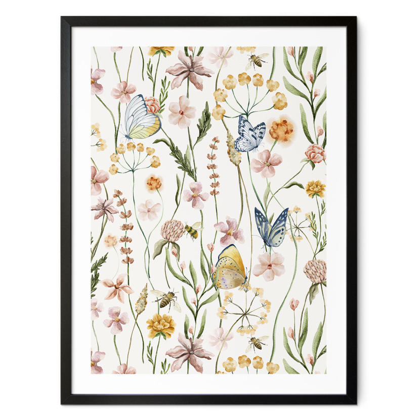 Plakat wiosenna łąka z motylami - UN Designs