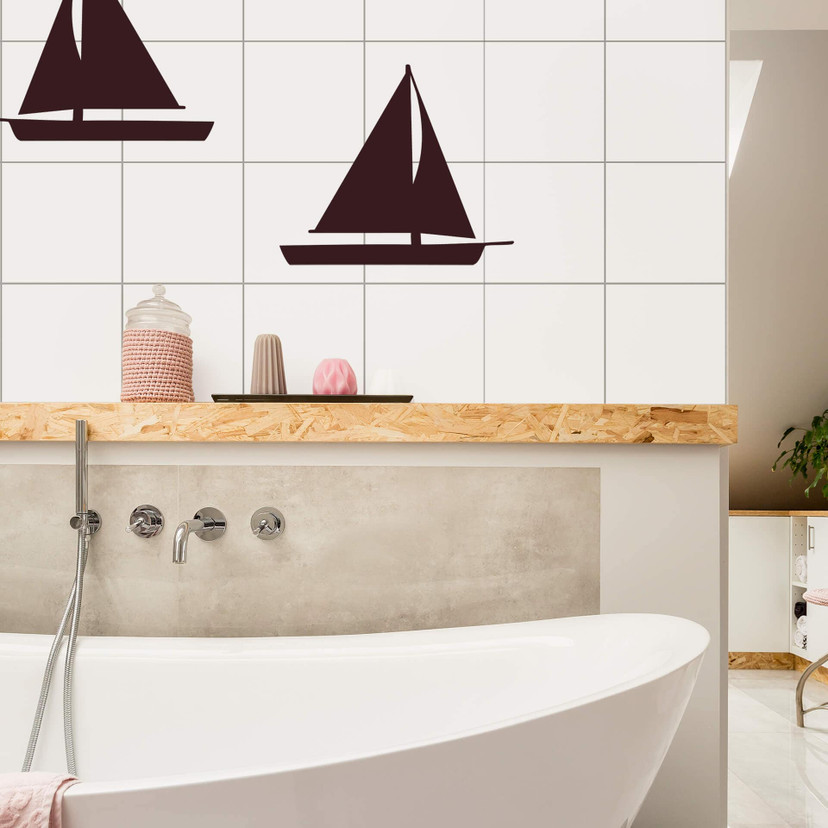 Wallsticker Klinke deko: Sejlende båd