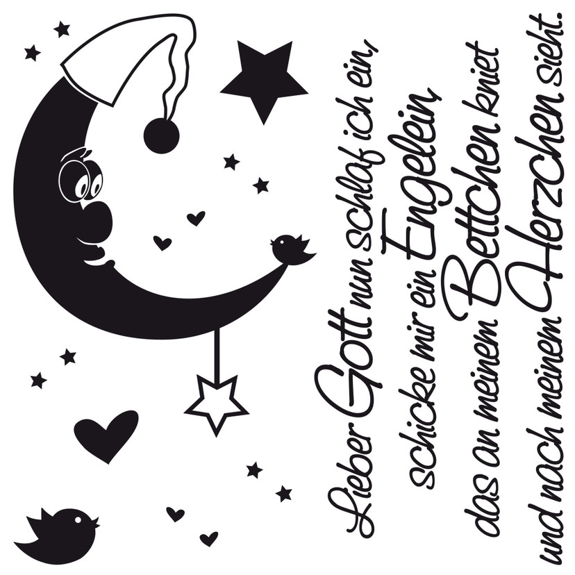 Wandtattoo Lieber Gott nun schlaf ich ein
