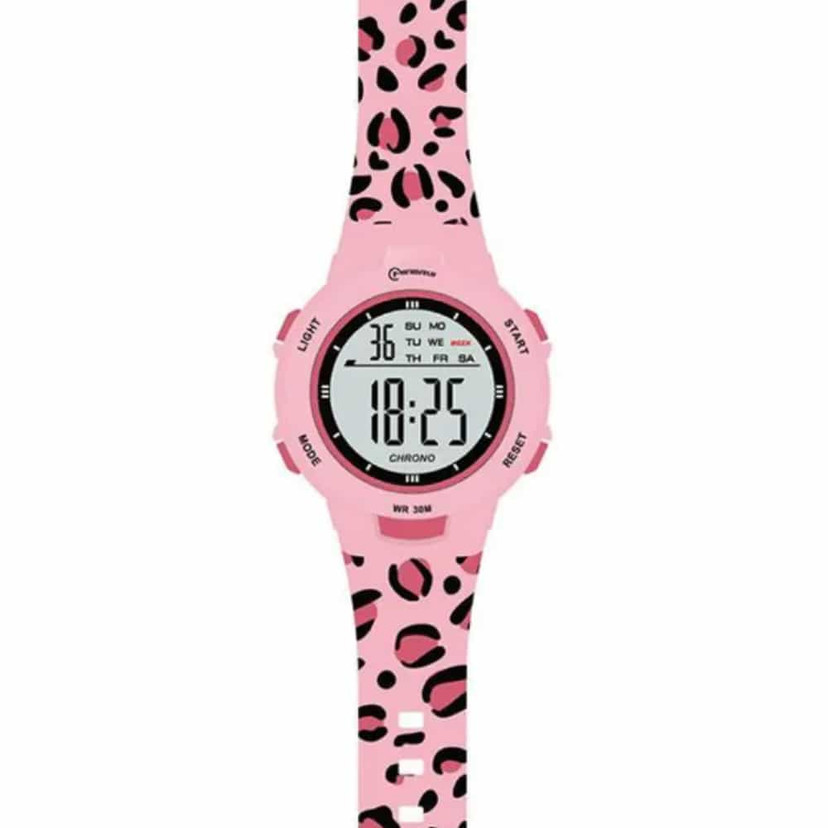 Sport Armbanduhr | Digitale Uhr für Kinder und Jugendliche | Pink Gepardmuster