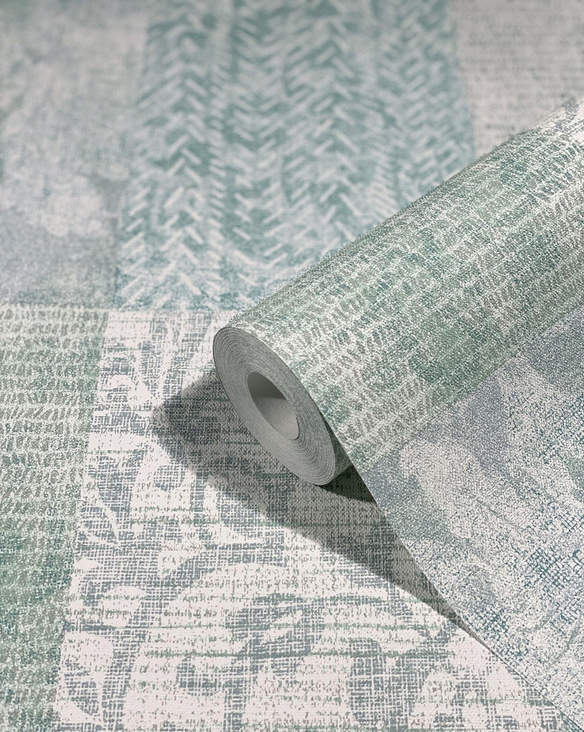 grafisk tapet, non-woven vægbeklædning Novamur Yvi grøn
