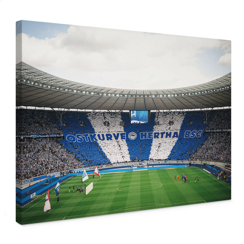 Leinwandbild Hertha BSC - Blau-weiße Choreo im Olympiastadion