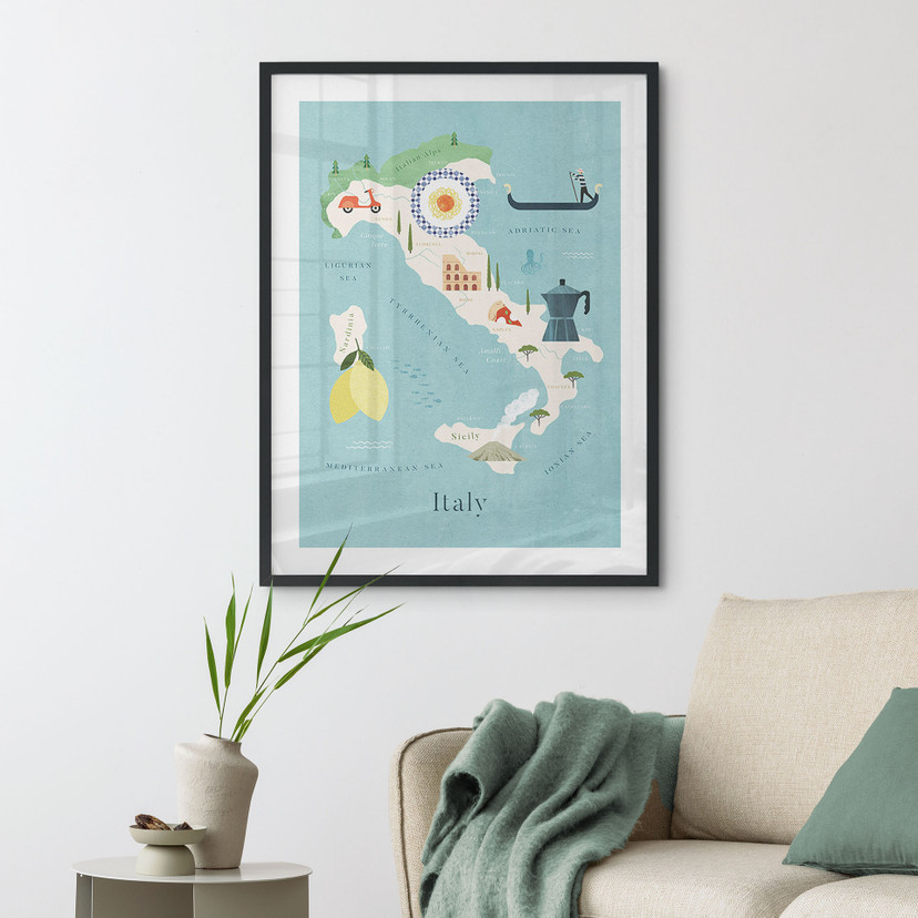 Podróżna mapa plakatowa Włochy - Rivers