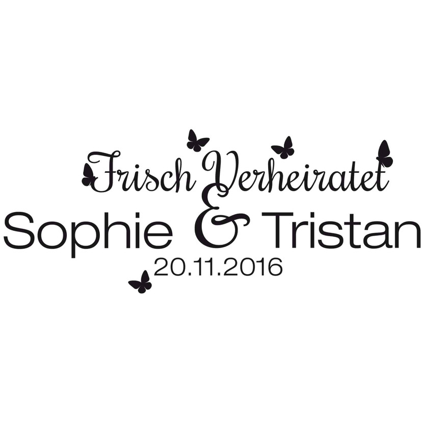 Wandtattoo + Name + Datum Frisch verheiratet...