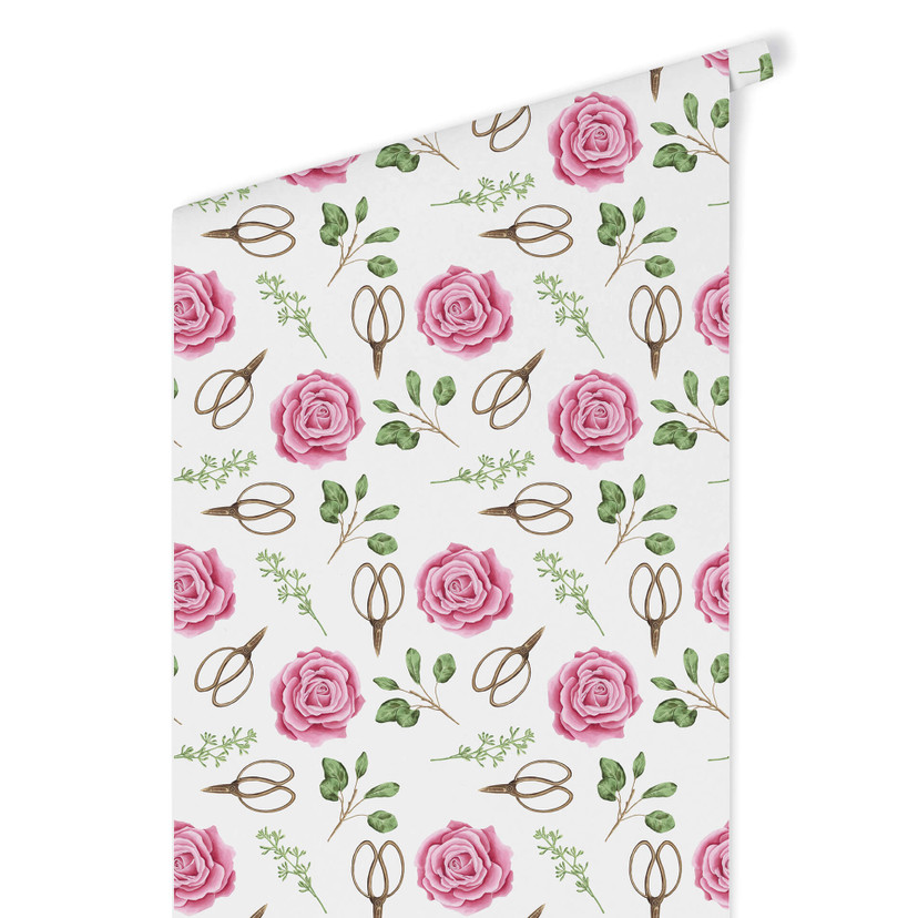 Tapet med mønster - akvarelblomster 04 - pink