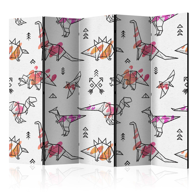 Paravent Séparation de pièce - Origami Dinosaure, 3 pièces