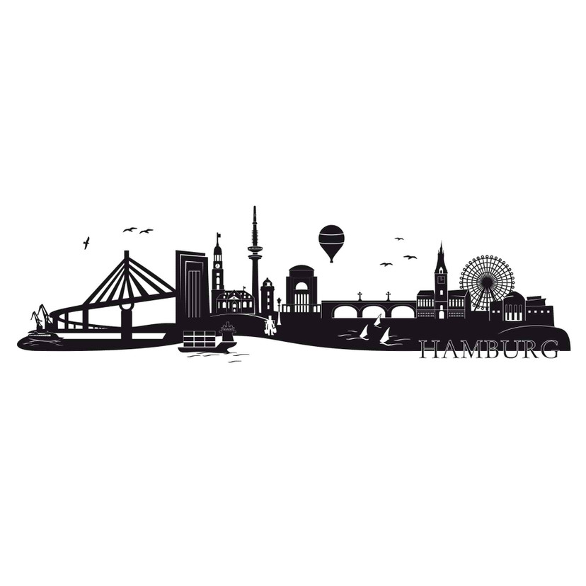 Wandtattoo Skyline Hamburg 03