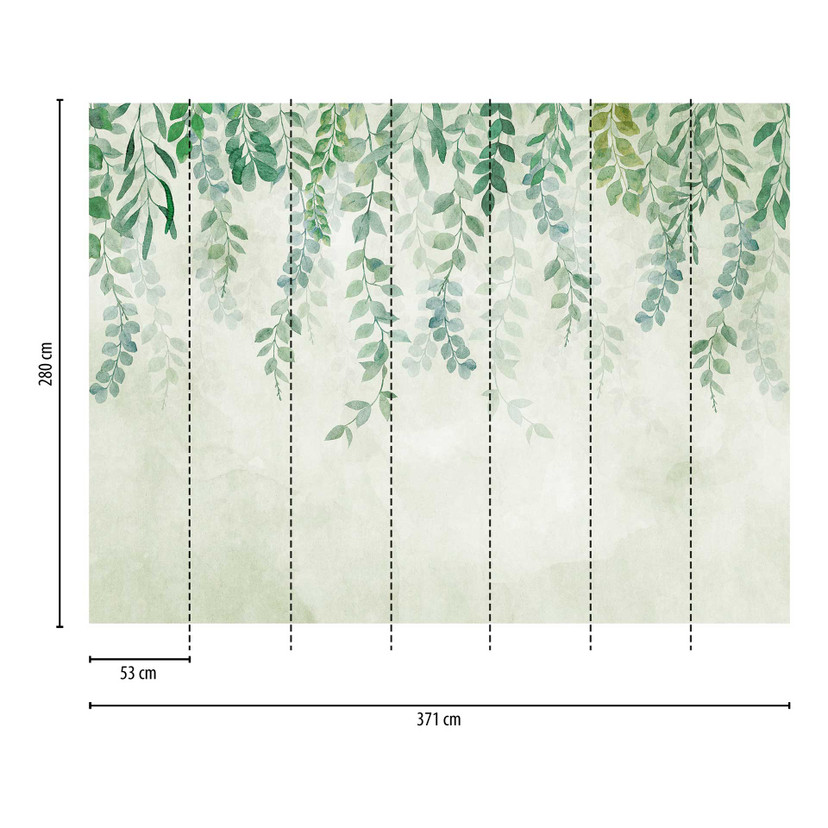 Papier peint Feuilles Vert Aquarelle - papier peint intissé motif végétal pour chambre à coucher