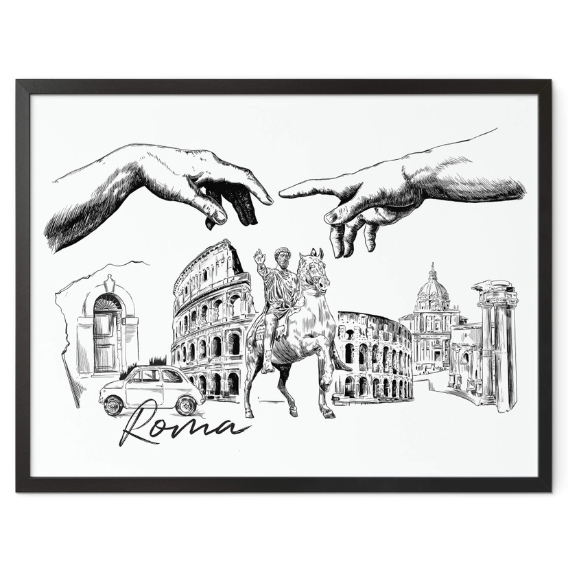 Plakat Roma - Czarno-biały - Pokochaj swoje miasto
