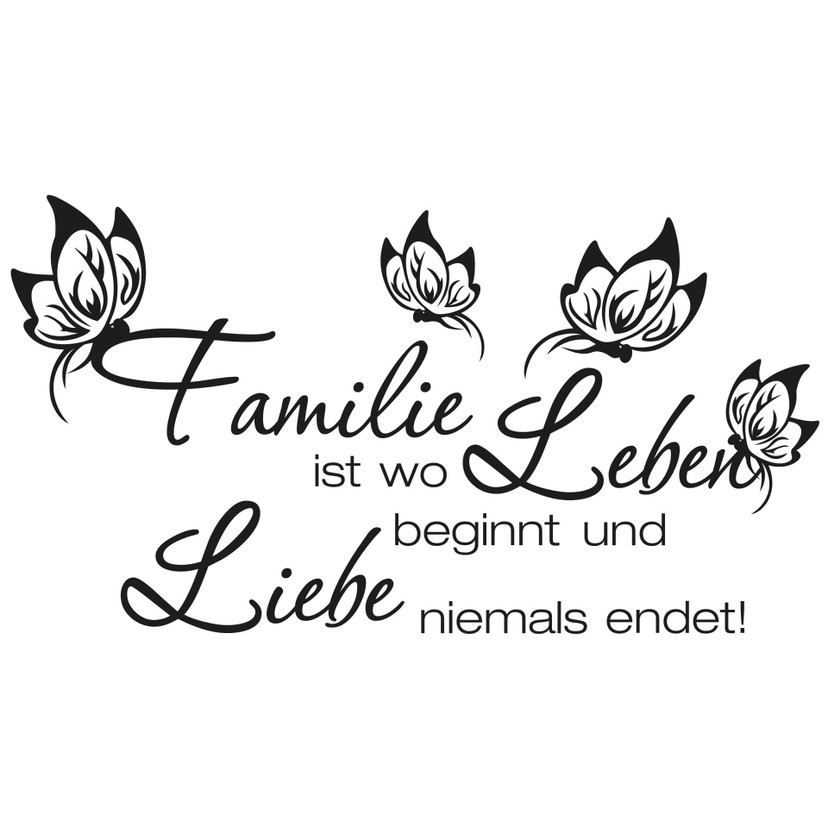 Sticker mural - La famille, c'est où la vie commence... incl. 5 cadres photos