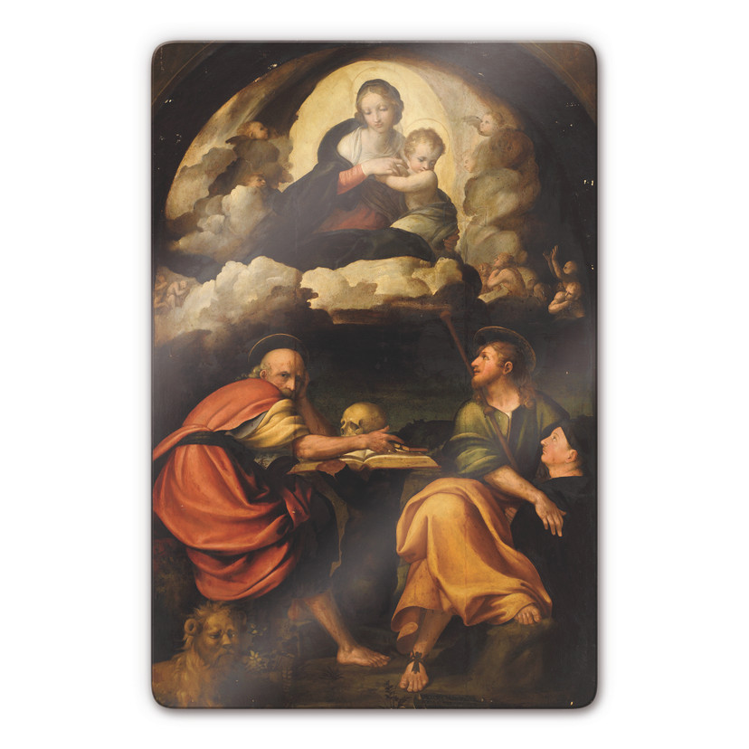 Tableau en verre - Michel-Ange - La Vierge et l'Enfant en gloire