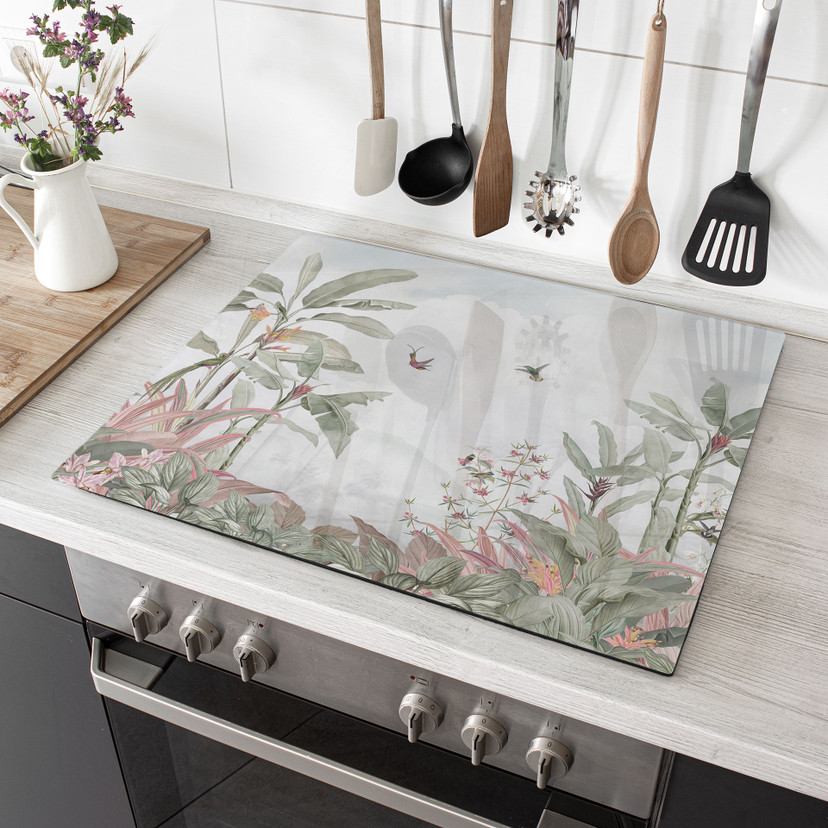 Plaque de cuisson Idylle tropicale avec colibri bleu - Bloomery Decor
