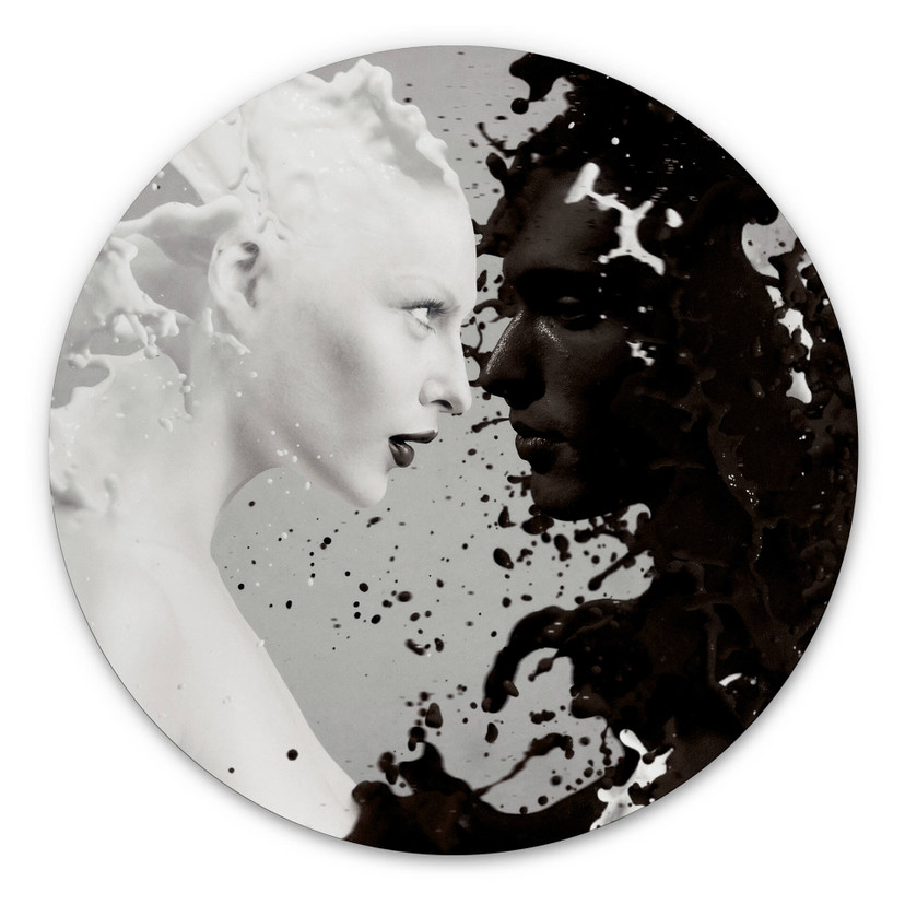 Tableau sur alu-Dibond rond Milk & Coffee