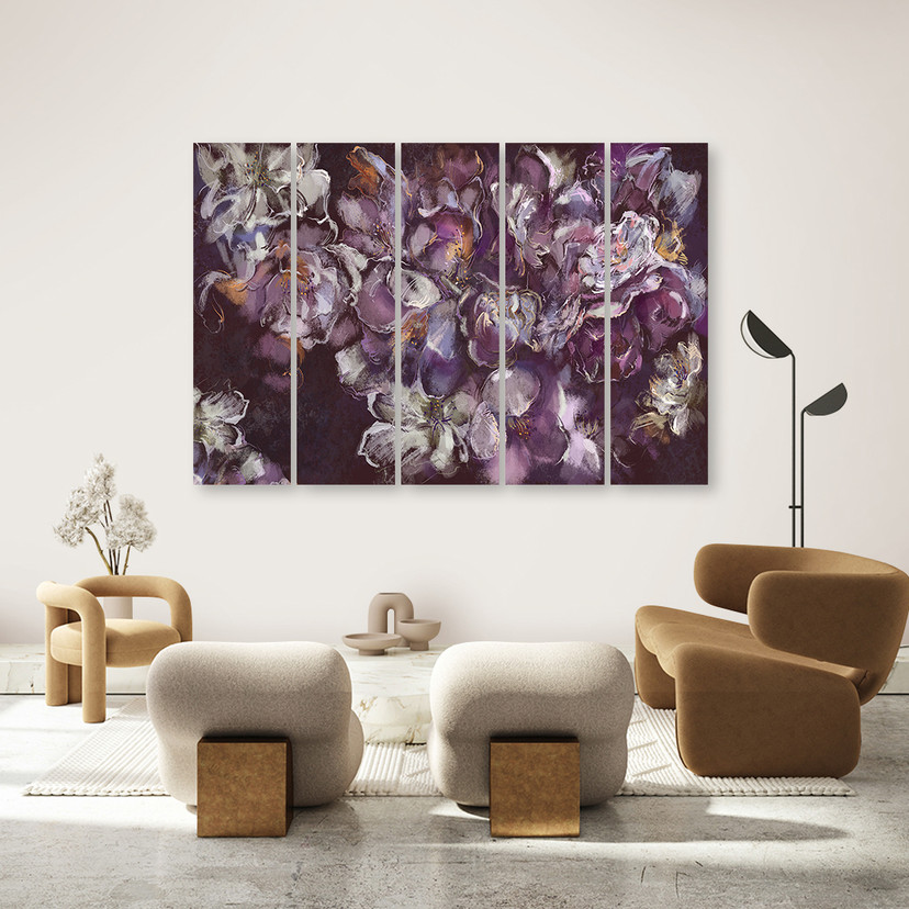 5 stykke lærredstryk, Irisblomst