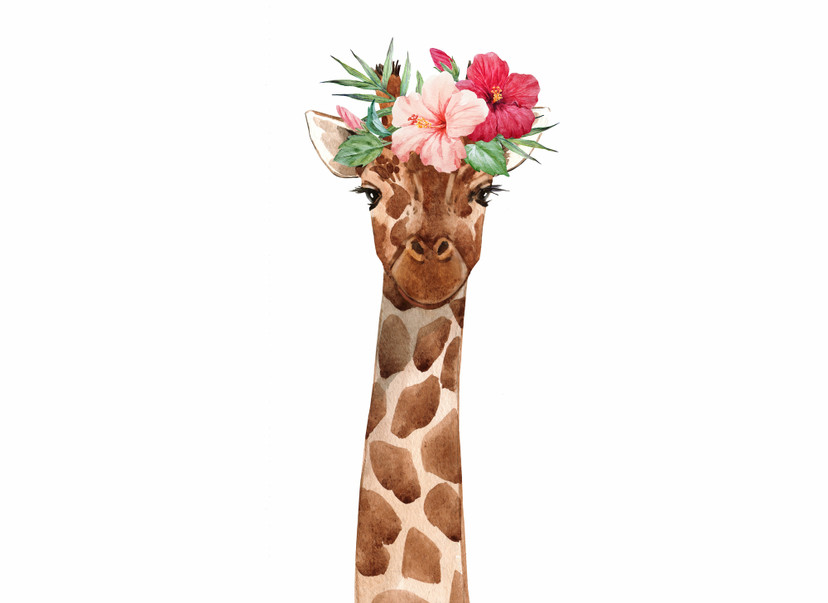 Tapeta do pokoju dziecięcego GiraffePortrai biało brązowa - Fototapeta flizelinowa Designwalls 2 - 2