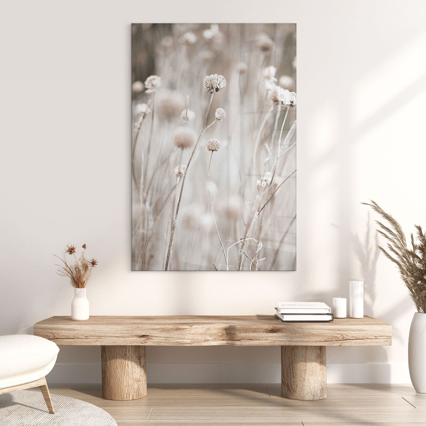 Tableau en verre acrylique Fleurs séchées dans des tons doux - Annie
