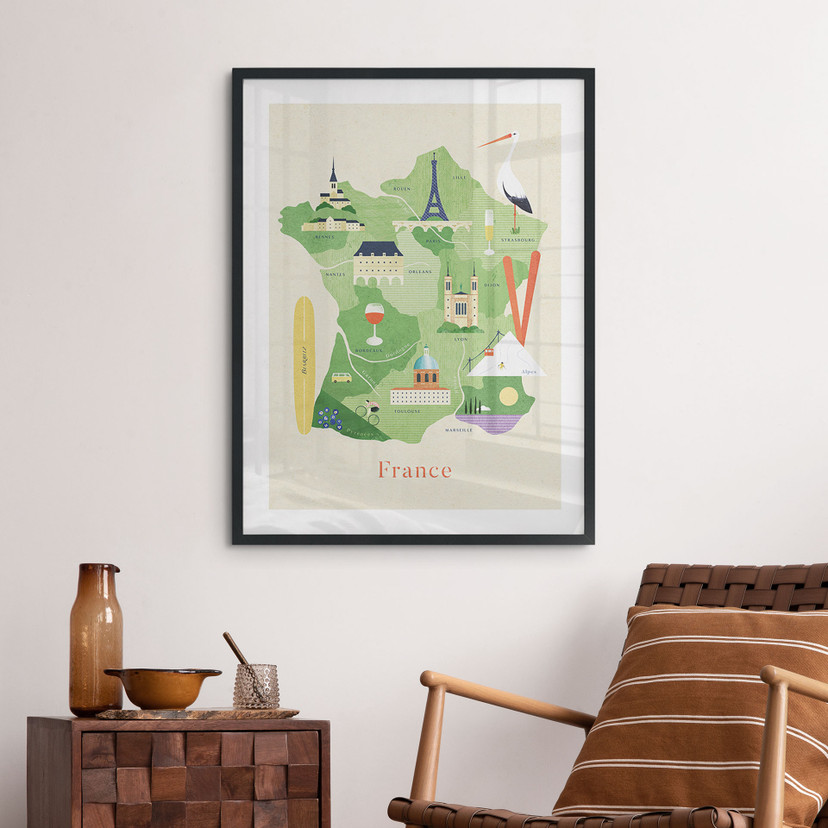 Plakat mapa - Francja - Rivers