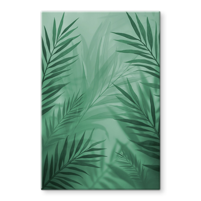 Glasschilderijen Groene palmbladeren