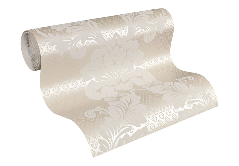 A.S. Creation barok tapet i creme og bronze non-woven tapet med ægte flocking