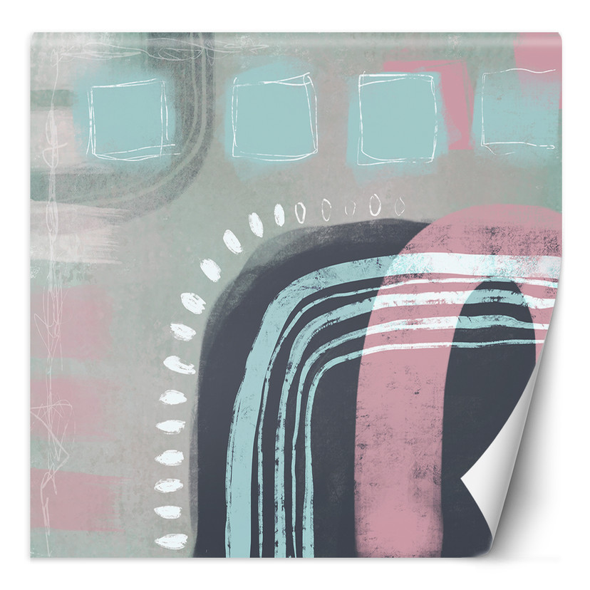 Fototapete, Boho Rosa Blau Abstrakt - Andrea Haase