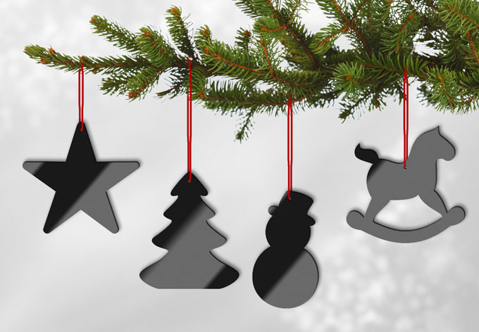 Décoration en verre acrylique pour sapin (4 pièces)