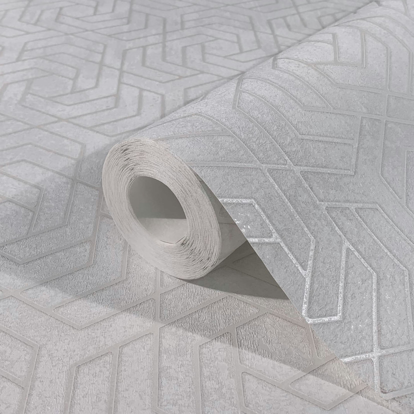 3D-look tapet grå grafik