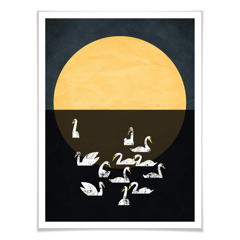 Plakat Kubistika - Jezioro łabędzie