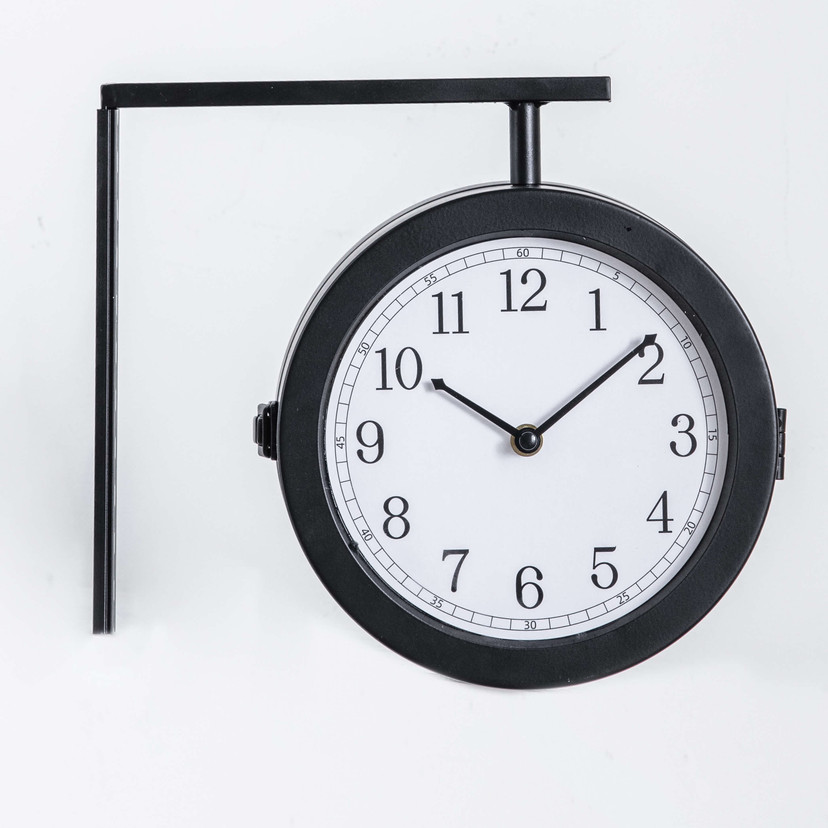 Bahnhofsuhr im Vintage Style aus Metall, schwarz | 28x25,3 cm