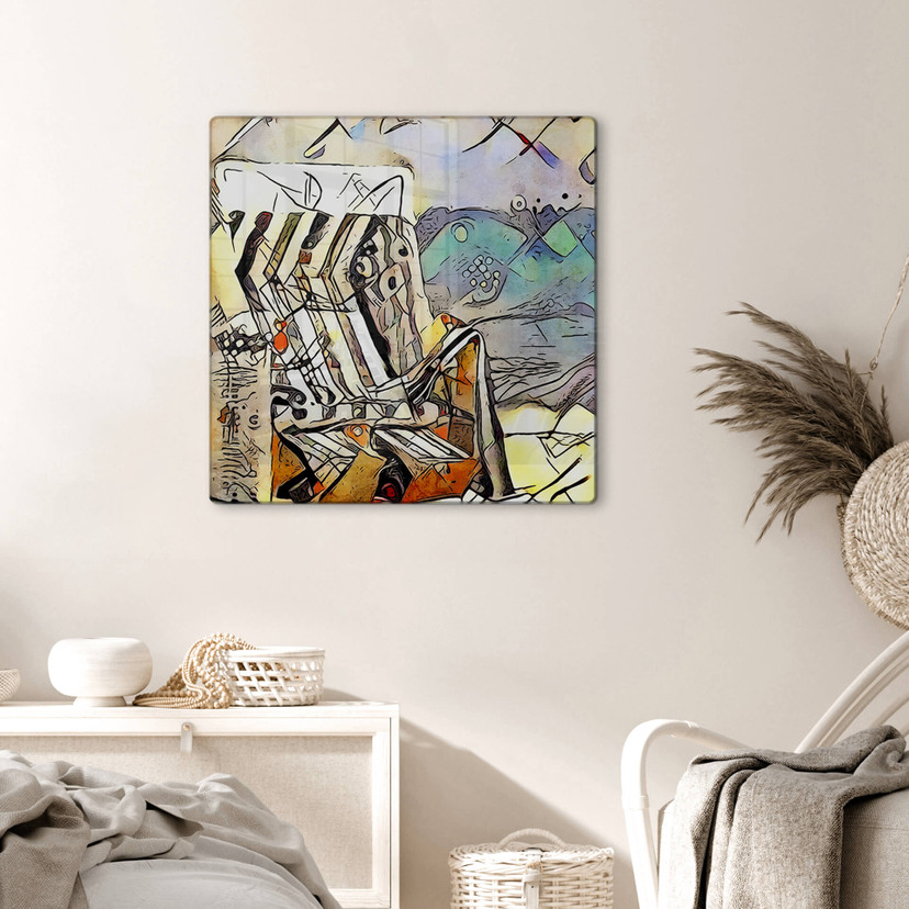 Glasbild Zamart - Kandinsky trifft Warnemünde - Quadratisch