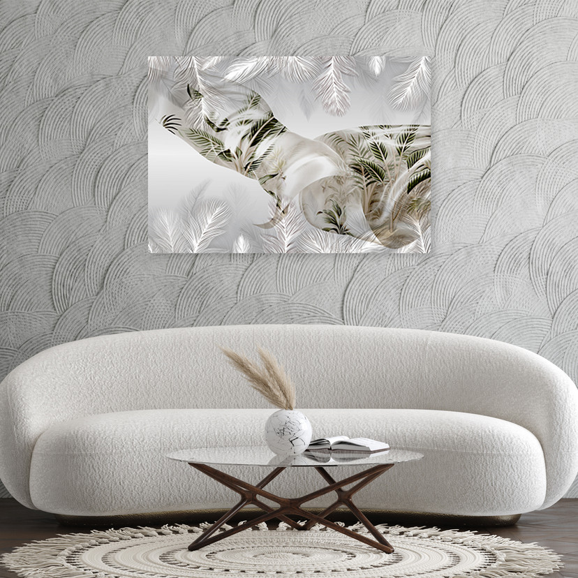 Canvasbillede, Palme blade abstrakt 3D