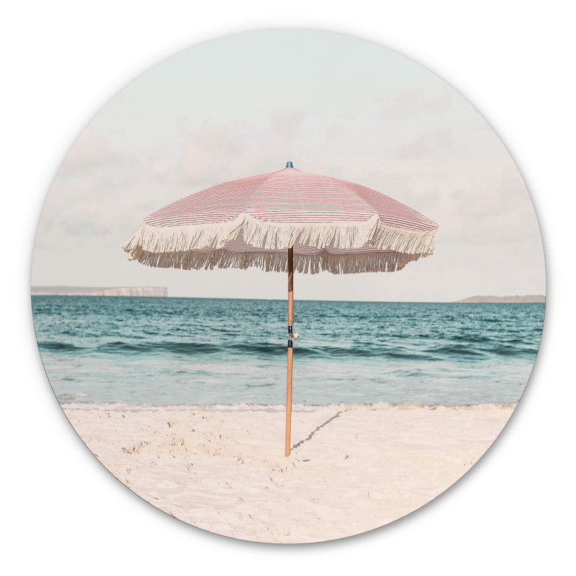 Tableau sur alu-Dibond rond Sisi & Seb - Parasol rose