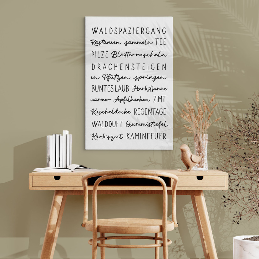 Leinwandbild Herbstliche Worte - Typografie
