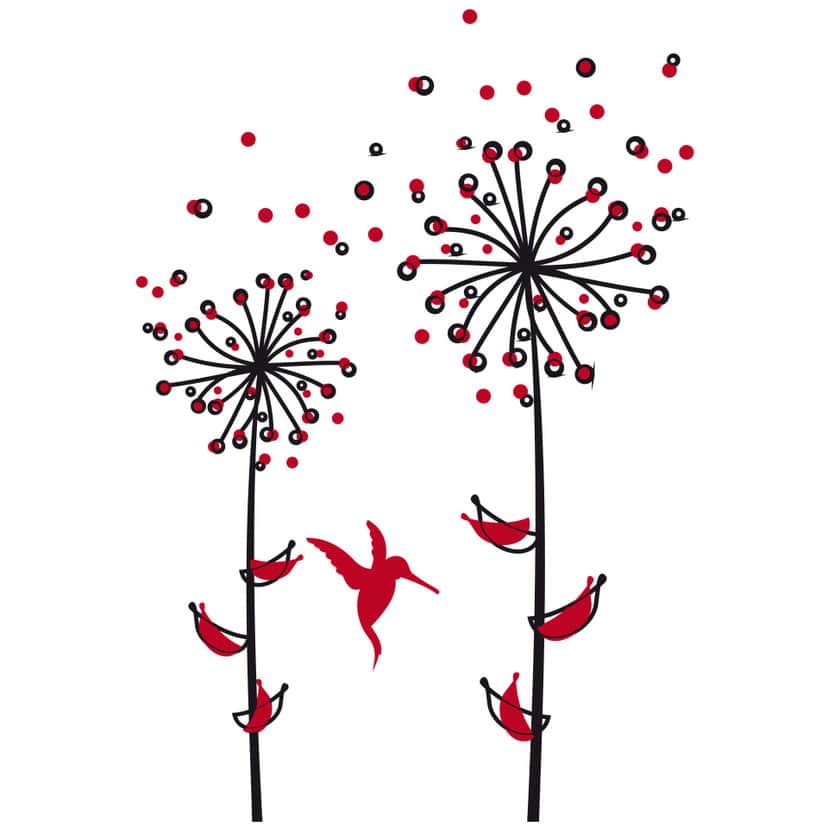 Wallsticker Rød Mælkebøtte