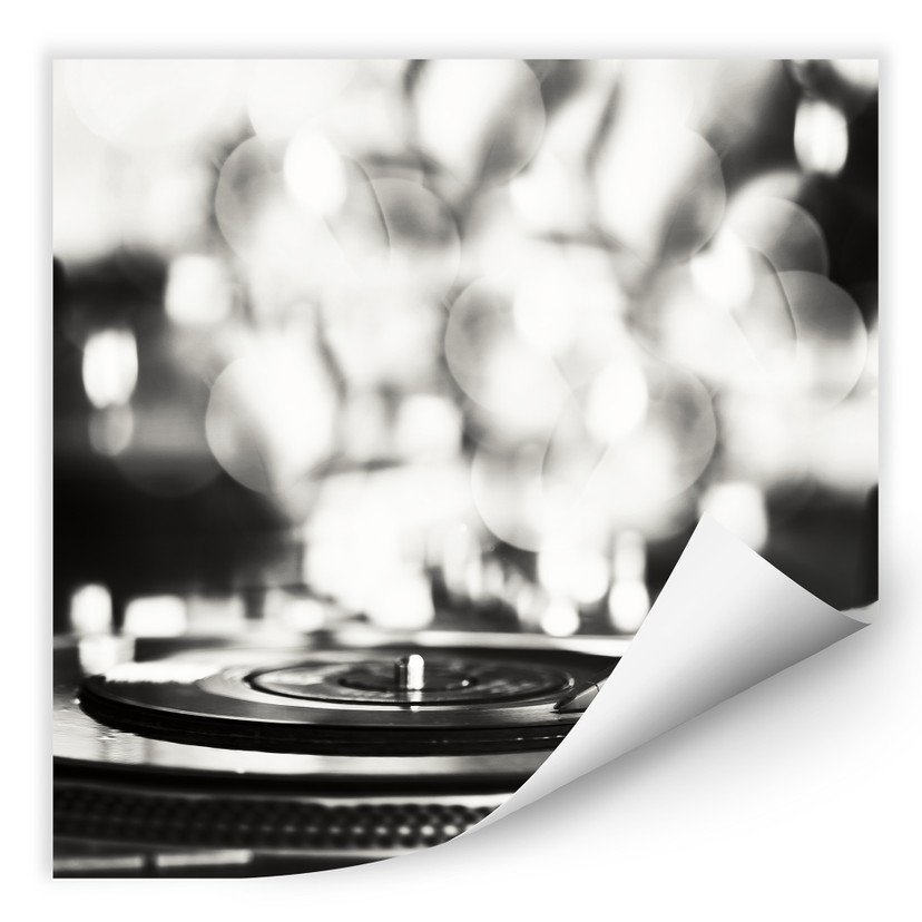 Zelfklevende Poster Vinyl Record on Turntables