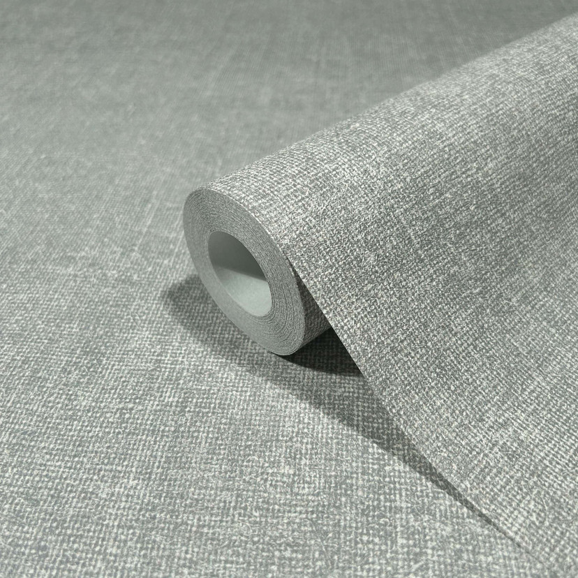 Non-woven tapet i moderne tekstureret ensfarvet grøn, grå ensfarvet