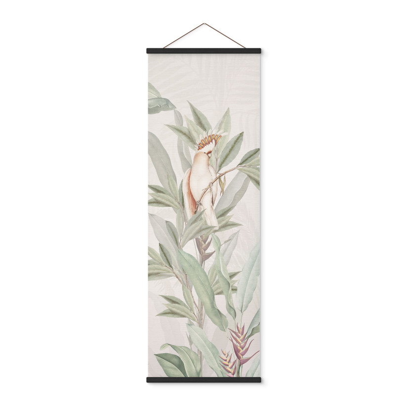 Stampe su tessuto Foresta tropicale con cacatua - Bloomery Decor - Panorama
